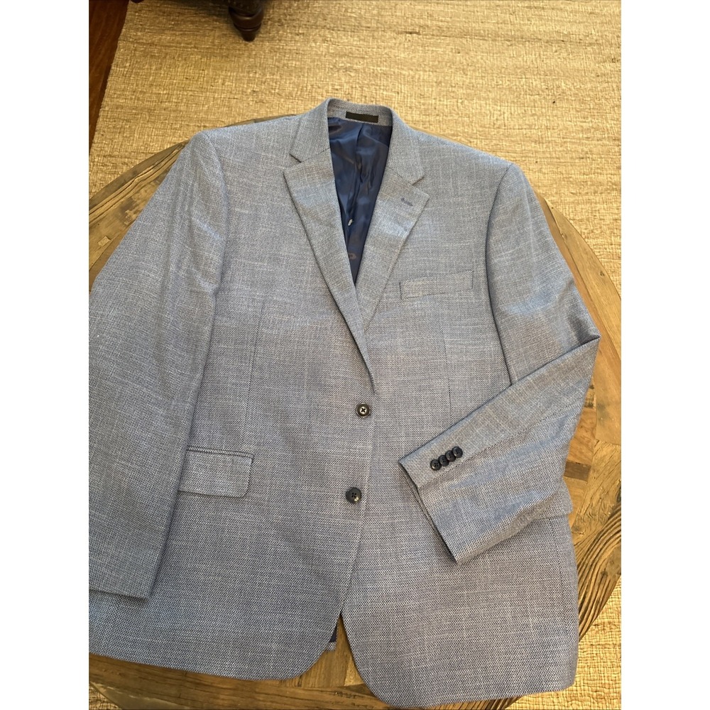 Michael Kors Men's Sport Coat Blazer Stretch Classic Fit Light Blue Birdseye 46R